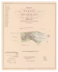 Karta från Oskarshamn 1858 (Fri frakt!)