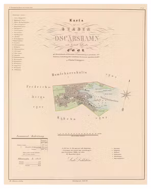 Karta från Oskarshamn, år 1858