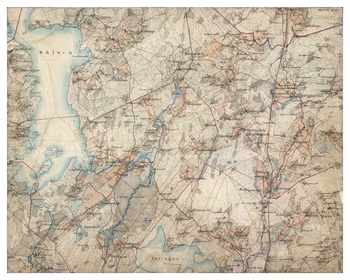 Historisk karta äver Borgstena och Vänga, år 1890-1897 (Fri frakt!)