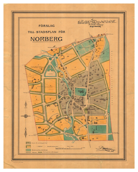 Historisk karta över Norberg, år 1911. (Fri frakt!)