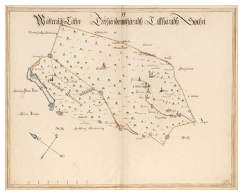 Historisk karta över Lillhärad, år 1688 (Fri frakt!)