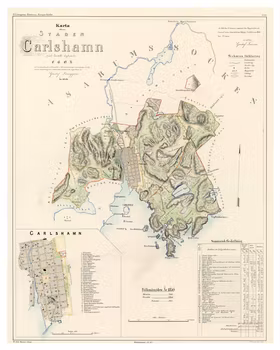 Karta från Karlshamn 1854 (Fri frakt!)