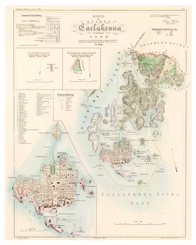 Karta från Karlskrona 1855 (Fri frakt!)