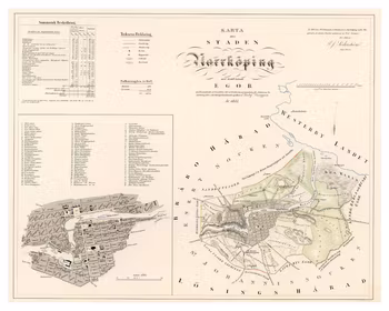 Karta över Norrköping, år 1853