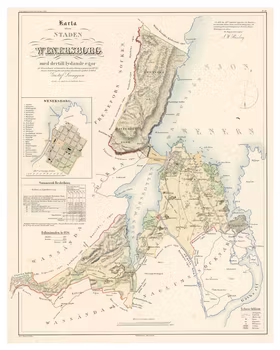 Karta över Vänersborg, 1856 (Fri frakt!)