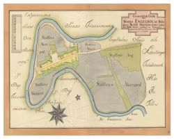 Historisk karta över Ängelholm, år 1750.