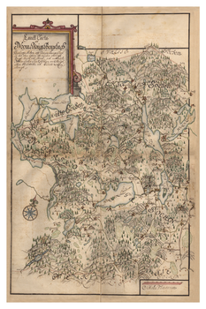 Historisk karta över Nora skogs bergslag, år 1688. (Fri frakt!)