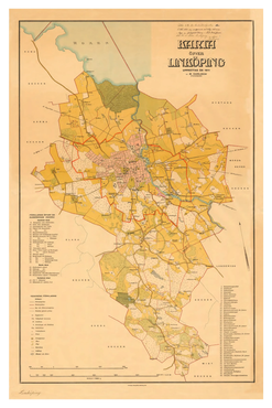 Historisk karta över Linköping, år 1911