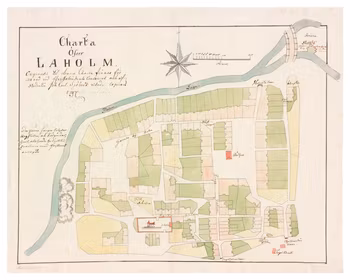 Historisk karta över Laholm, år 1792