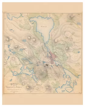 Historisk karta över trakten kring Falun, år 1836.