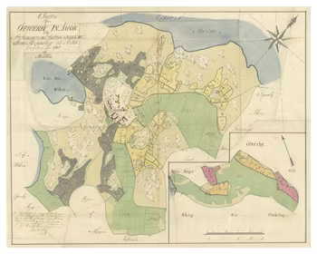 Historisk karta över Överby på Resarö, år 1781 (Fri frakt!)