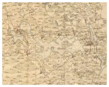 Historisk karta över sjön Väsman, år 1681 (Fri frakt!)
