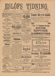 Löpsedel / Förstasida från Eslöv, Skåne (1894)