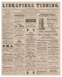 Historisk löpsedel från Lidköpings tidning, år 1888 (Fri frakt!)