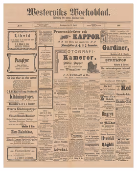 Historisk löpsedel från Västervik, år 1906 (Fri frakt!)