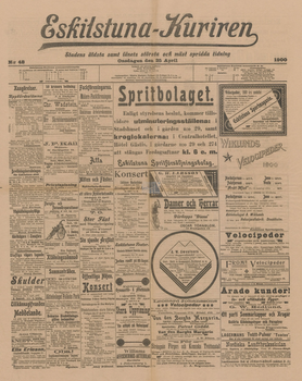 Löpsedel / Förstasida från Eskilstuna (1900)