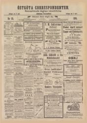 Löpsedel / Förstasida från Östgöta Correspondenten (1894)