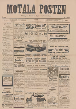 Löpsedel / Förstasida från Motala (1899)