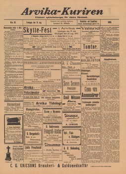 Löpsedel / Förstasida från Arvikakuriren (1905)