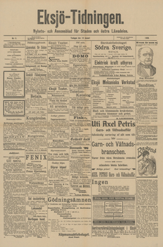 Löpsedel / Förstasida från Eksjö, Småland (1906)