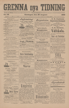 Löpsedel / Förstasida från Gränna (1896)