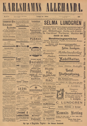 Löpsedel / Förstasida från Karlshamn (1896)