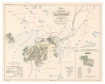 Karta från Alingsås, år 1856