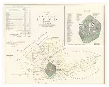 Karta från Lund, år 1853