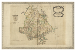 Historisk landskapskarta över Uppland, sent 1600-tal. (Fri frakt!)