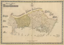 Historisk landskapskarta över Blekinge, sent 1600-tal. (Fri frakt!)