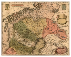 Historisk landskapskarta över Lappland och Norrbotten, 1600-tal (Fri frakt!)
