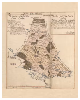 Historisk karta över Tuna och Tunabergs socknar, år 1677