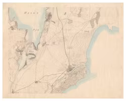 Historisk karta över Åhus, ca. år 1820