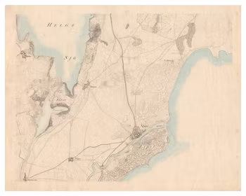 Historisk karta över Åhus, ca. år 1820