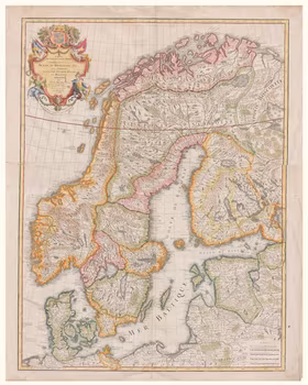 Historisk karta över Norden, år 1788. (Fri frakt!)
