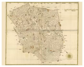 Historisk karta över Norrbärke och Söderbärke socknar, år 1654 (Fri frakt!)