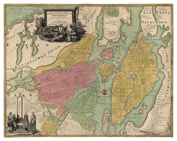 Historisk karta över Stockholm, år 1716-1724