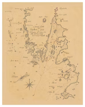 Historisk karta över Kungsbacka fjord, år 1786