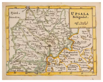 Historisk karta över Uppsala med omnejd, år 1780