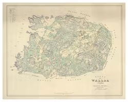 Historisk karta över Vallda socken, år 1856