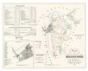 Karta från Vadstena, år 1854
