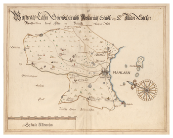 Historisk karta över Västerås och Sankt Ilian socken, år 1688