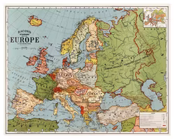 Historisk karta över Europa, år 1925 (Fri frakt!)