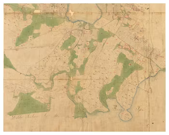 Historisk karta över Änga, år 1821