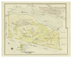 Historisk karta över Björkvattnet (vid Frostviken), år 1786