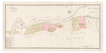 Historisk karta över Sundsvall, år 1784