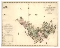 Historisk karta över den svenska kolonin St. Barthelemy, år 1801