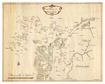 Historisk karta över Göteborgs skärgård, år 1750