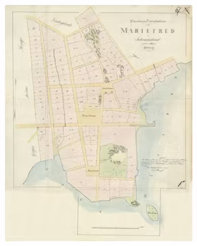 Historisk karta över Mariefred, år 1824 (Fri frakt!)