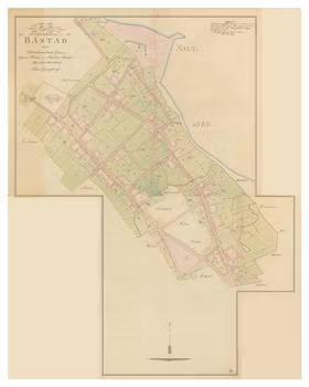 Historisk karta över Båstad, år 1814